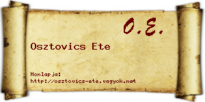 Osztovics Ete névjegykártya